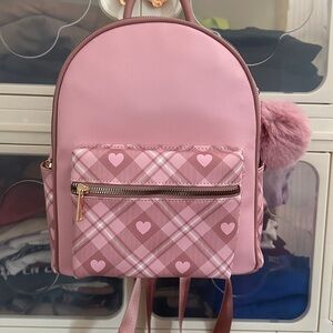 Pink Plaid Heart Backpack